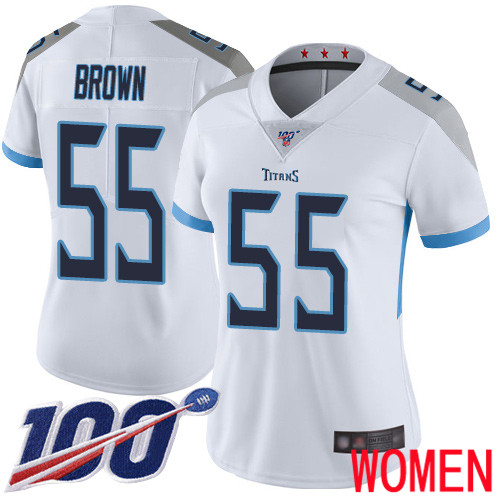 Tennessee Titans Limited White Women Jayon Brown Road Jersey NFL Football #55 100th Season Vapor Untouchable->tennessee titans->NFL Jersey